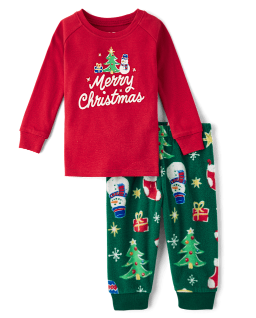Baby And Toddler Matching Family Merry Christmas Cotton And Dream Fleece Pajamas