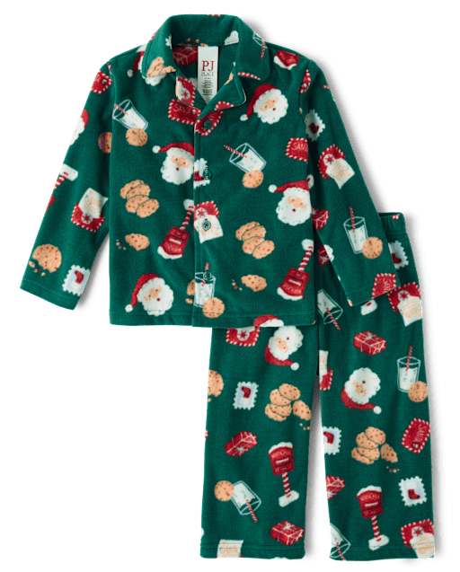 Baby And Toddler Matching Family Santa Letter Dream Fleece Button Front Pajamas