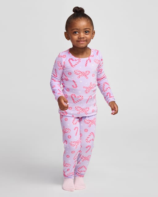 Baby And Toddler Girls Matching Family Candy Cane Velour Pajamas
