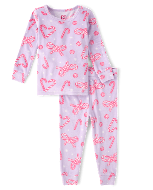 Baby And Toddler Girls Matching Family Candy Cane Velour Pajamas