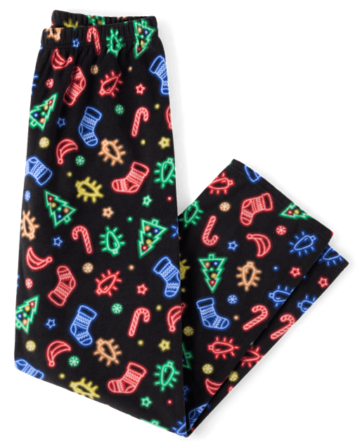 Pyjamas en polaire assortis pour adultes, motif néon Noël, pour toute la famille