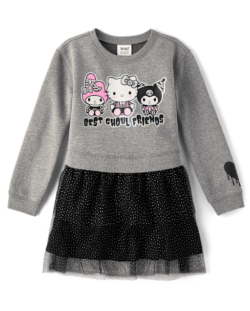 Girls Hello Kitty® And Friends Foil Halloween Sweatshirt Dress