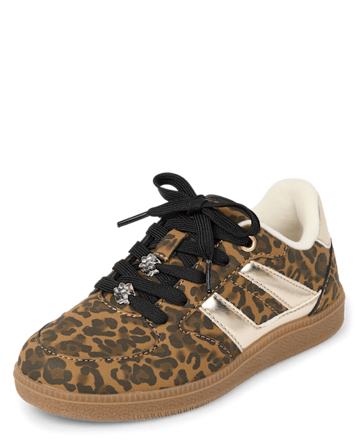 Girls Leopard Low Top Sneakers