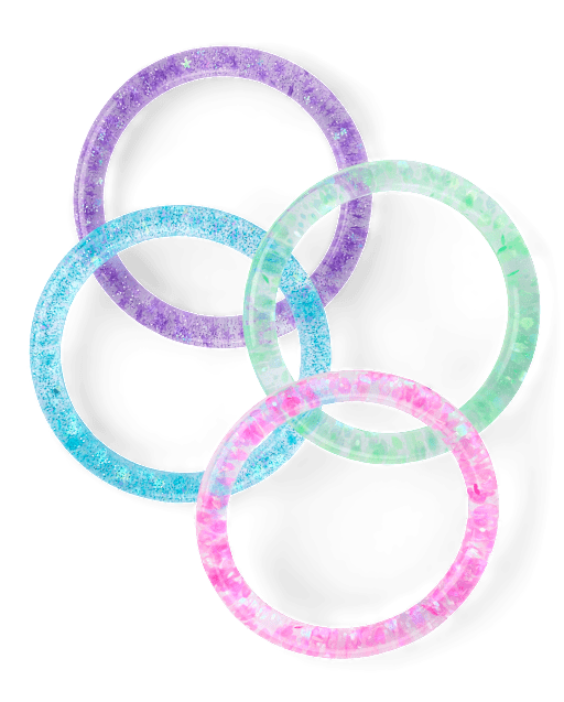 Girls Glitter Bangle Bracelet 4-Pack