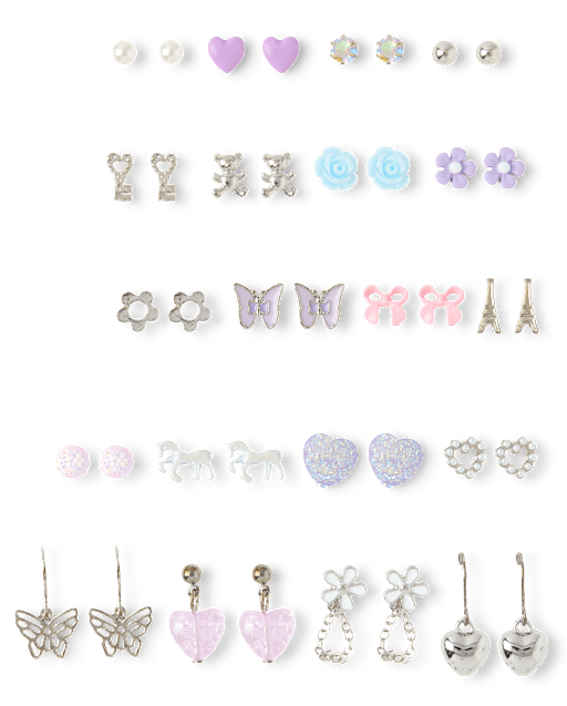 Boucles d'oreilles papillon pour filles (lot de 20)
