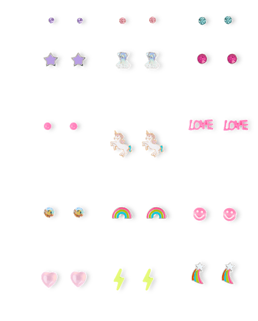 Girls Unicorn Earrings 15-Pack