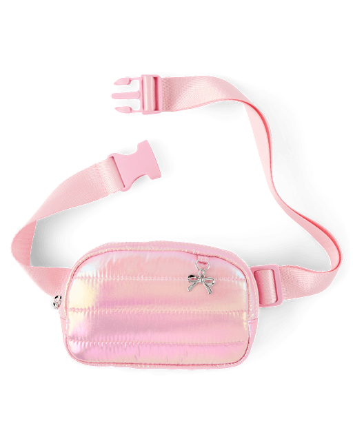 Girls Iridescent Bow Quilted Belt Bag