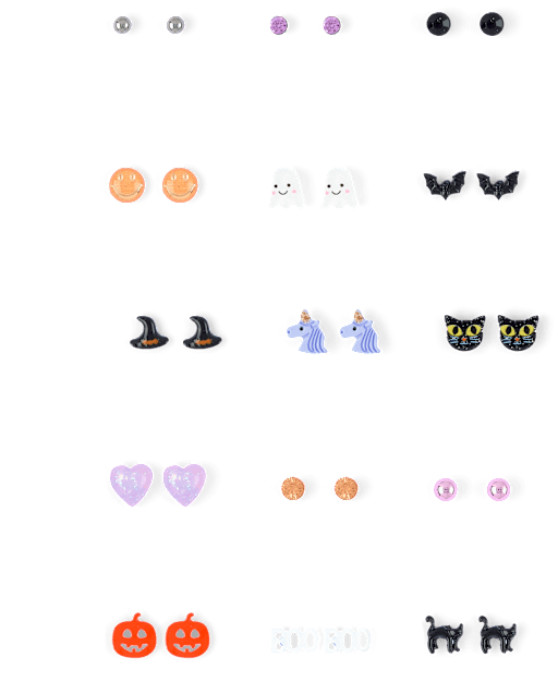 Girls Halloween Earrings 15-Pack