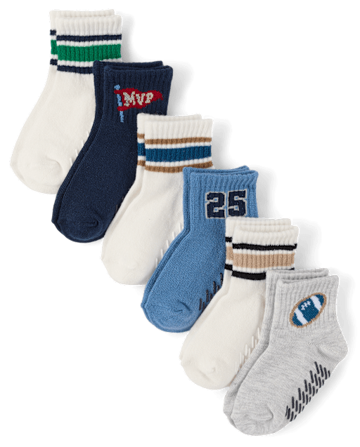 Toddler Boys Varsity Midi Socks 6-Pack