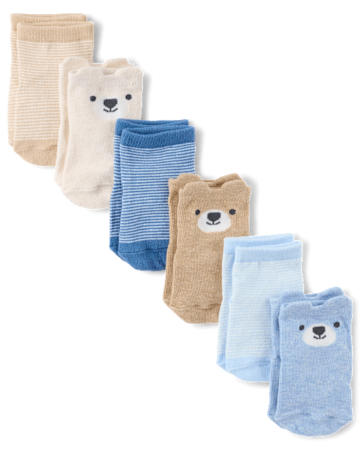 Chaussettes mi-longues ours pour bébé garçon (lot de 6)