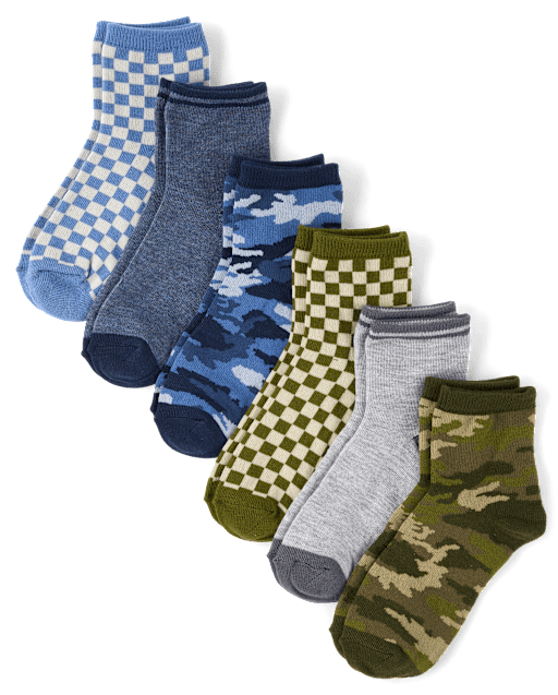 Boys Camo Midi Socks 6-Pack