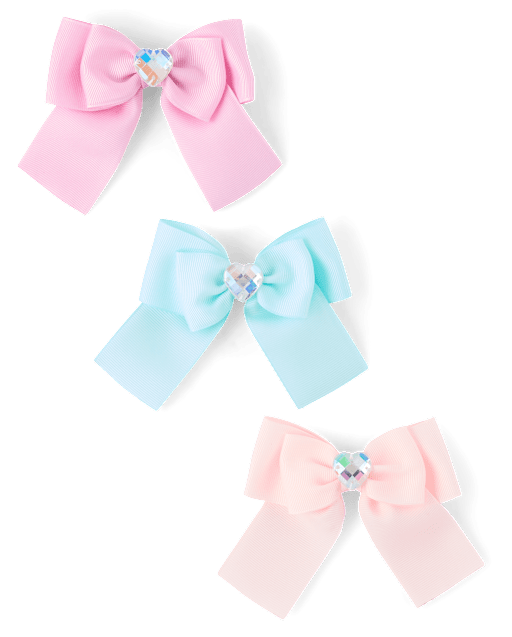 Toddler Girls Heart Bow Hair Clip 3-Pack