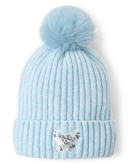 Toddler Girls Embellished Icon Pom Pom Beanie