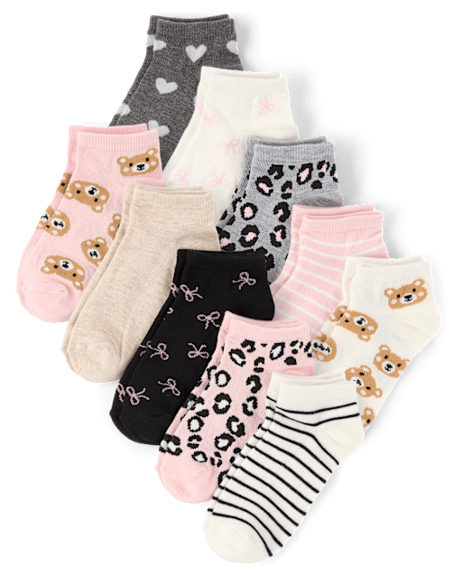 Lot de 10 chaussettes léopard pour filles