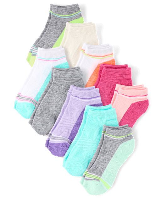 Lot de 10 chaussettes rembourrées à blocs de couleur pour filles