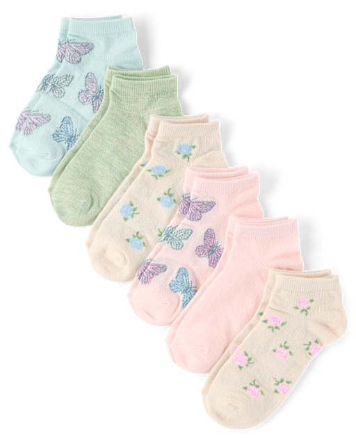Lot de 6 paires de chaussettes papillon pour filles