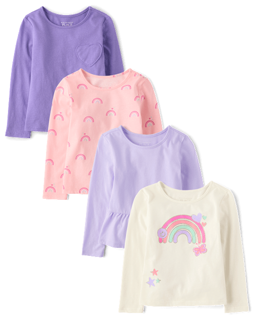 Toddler Girls Rainbow Top 4-Pack