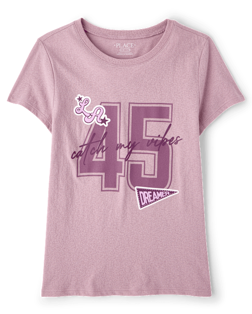 Girls School Catch My Vibes Varsity Graphic Tee