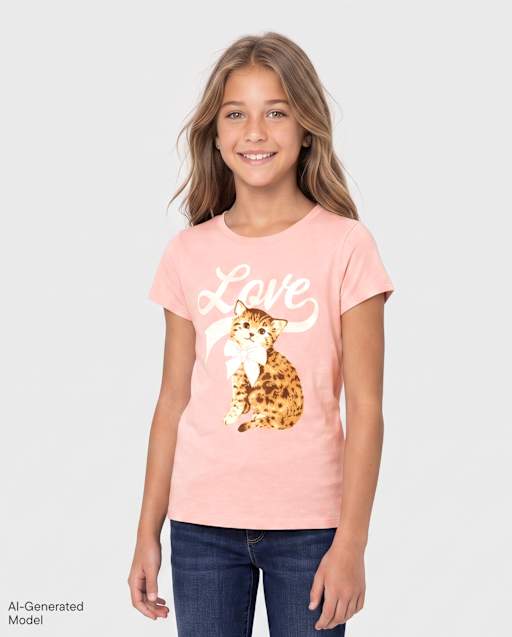 Girls Love Cat Graphic Tee