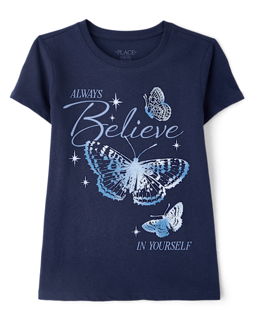 Girls Believe Butterfly Graphic Tee