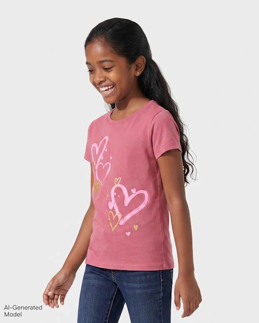 Girls Hearts Graphic Tee