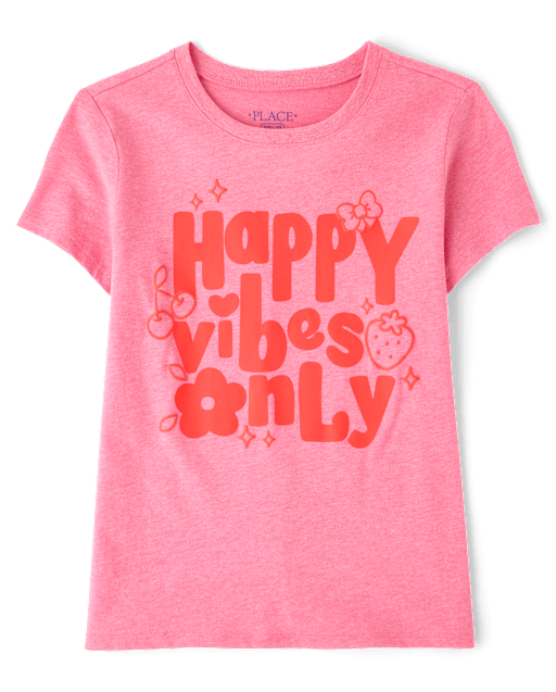 Girls Happy Vibes Only Graphic Tee