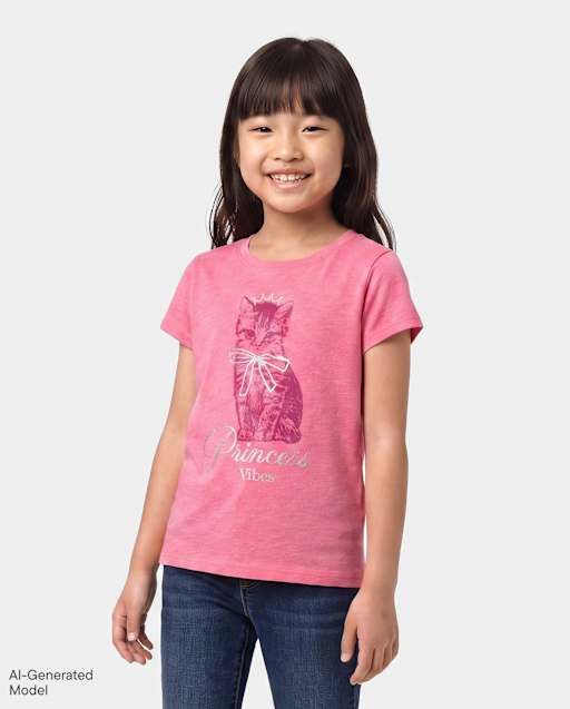 Girls Cat Princess Graphic Tee