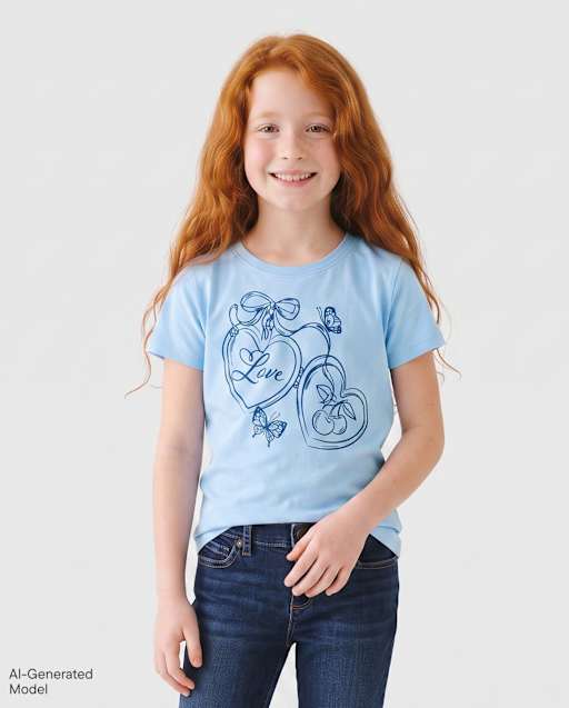 Girls Love Hearts Graphic Tee
