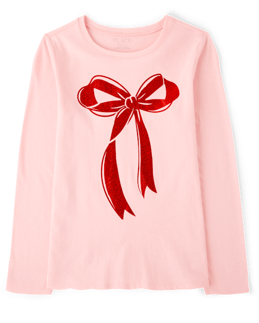 Girls Christmas Bow Graphic Tee