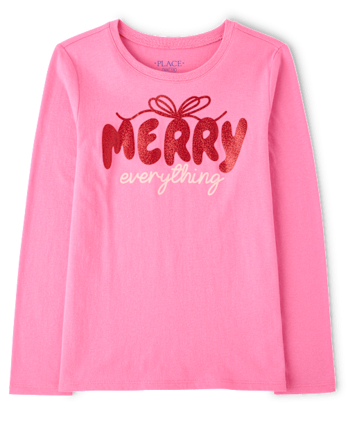 Girls Christmas Merry Everything Graphic Tee