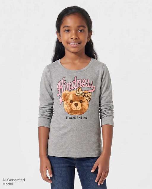 Girls Kindness Bear Graphic Tee