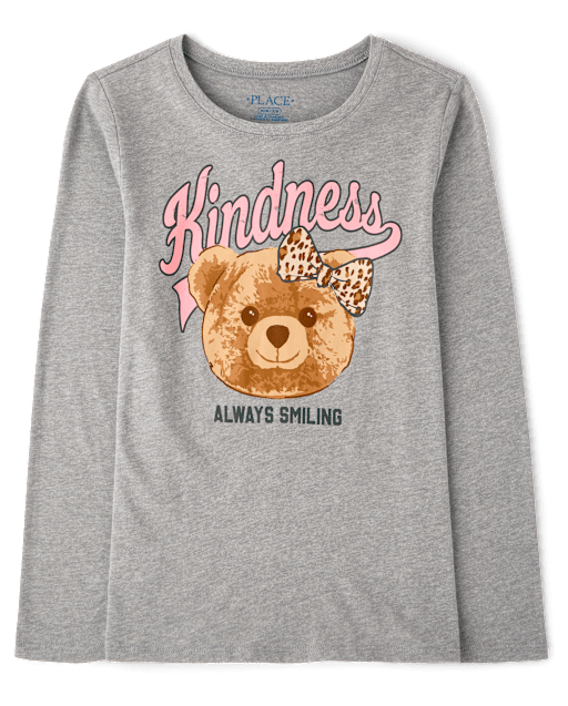 Girls Kindness Bear Graphic Tee