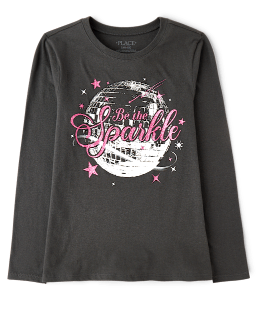 Girls Sparkle Disco Ball Graphic Tee