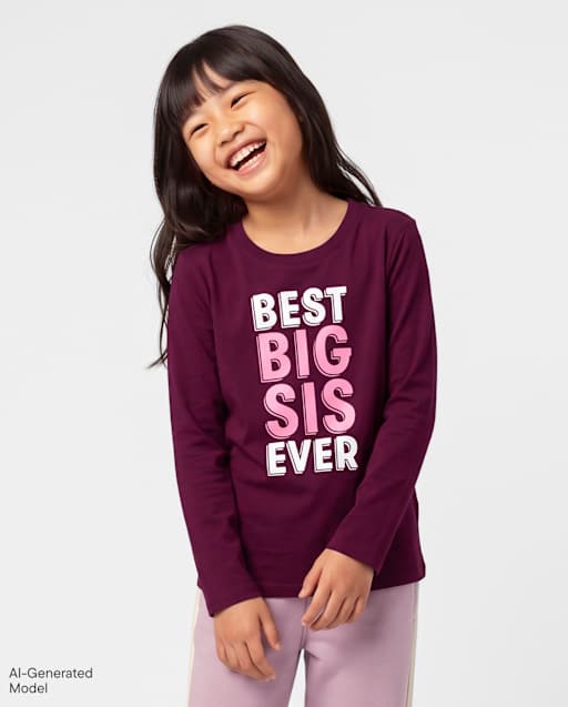 Girls Best Big Sis Ever Graphic Tee