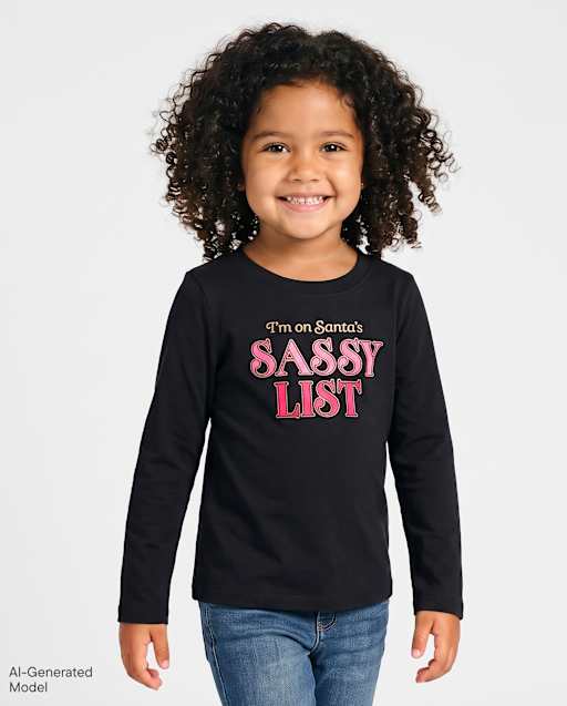 Baby And Toddler Girls Christmas Sassy List Graphic Tee
