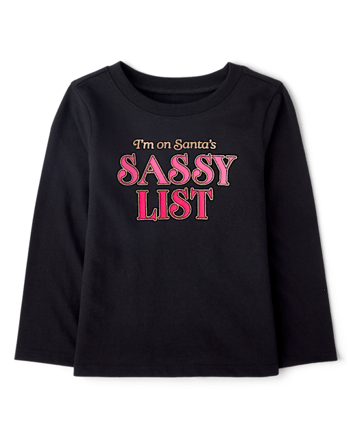 Baby And Toddler Girls Christmas Sassy List Graphic Tee
