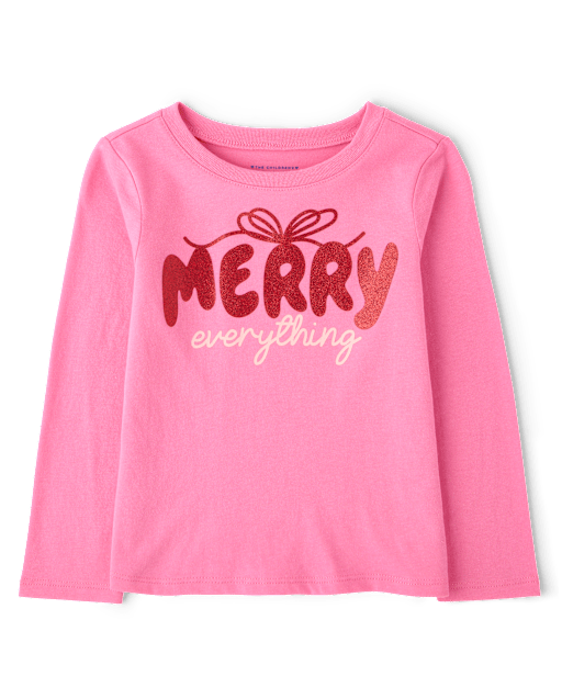 Baby And Toddler Girls Christmas Merry Everything Graphic Tee