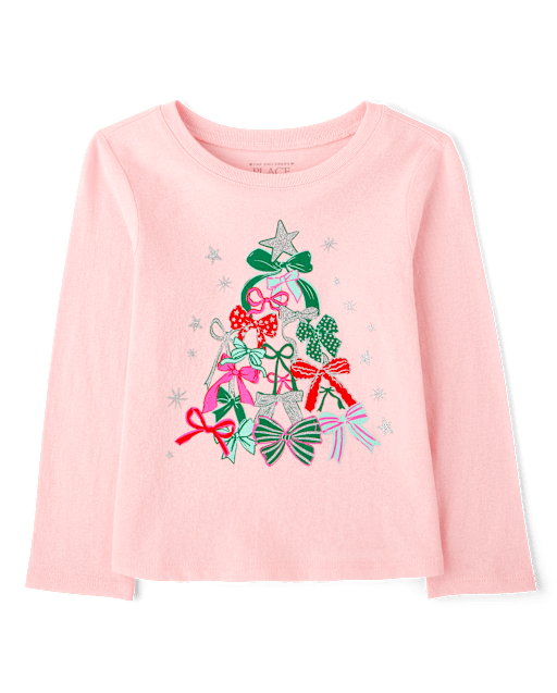 Baby And Toddler Girls Christmas Tree Bows Graphic Tee