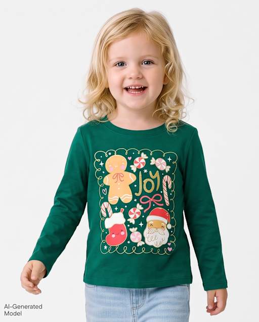 Baby And Toddler Girls Christmas Joy Graphic Tee