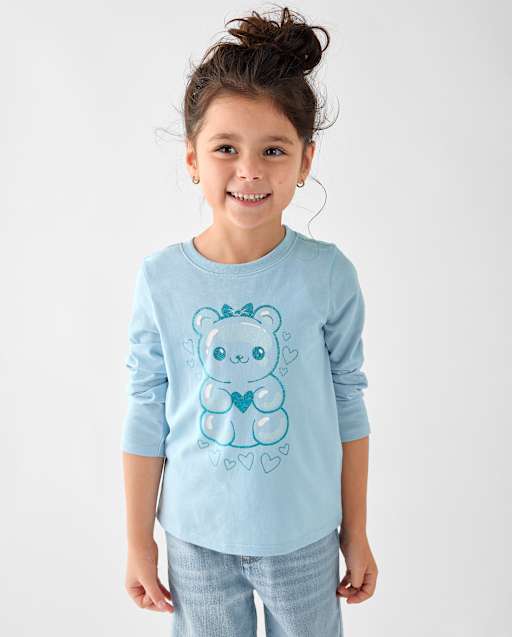 Baby And Toddler Girls Candy Bear Graphic Tee