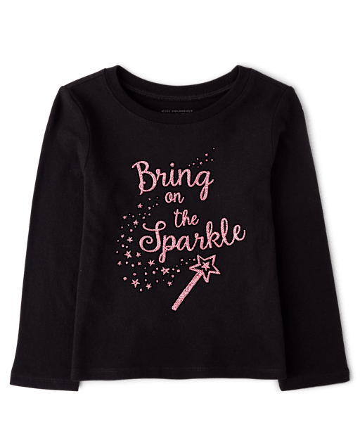 Baby And Toddler Girls Glitter Sparkle Graphic Tee