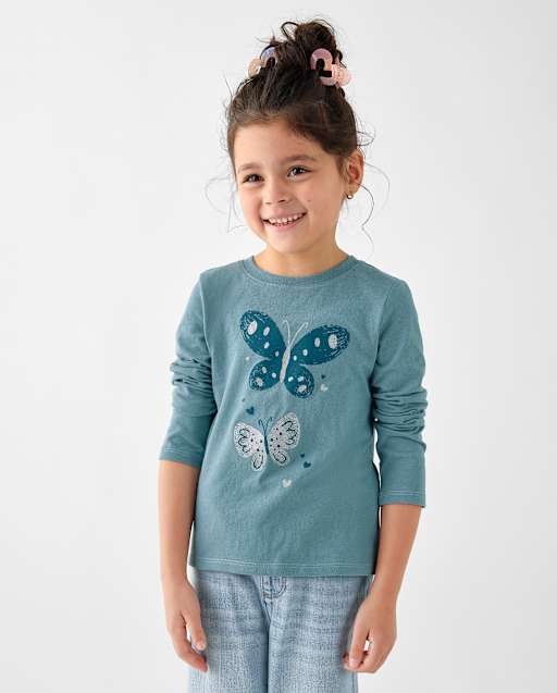Baby And Toddler Girls Butterflies Graphic Tee