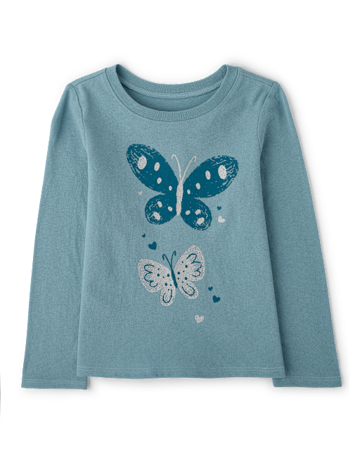 Baby And Toddler Girls Butterflies Graphic Tee