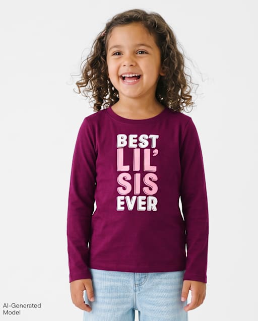 Baby And Toddler Girls Best Lil' Sis Ever Graphic Tee
