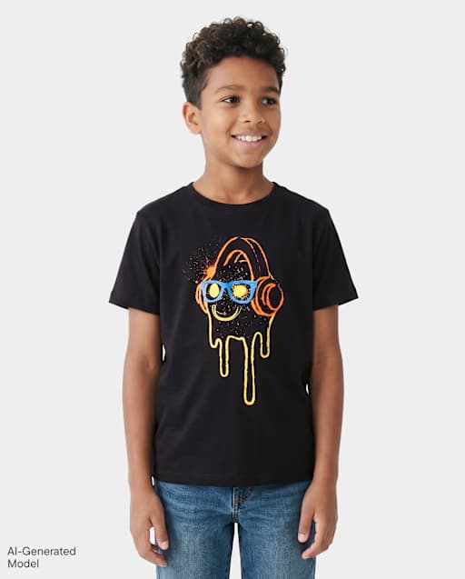 Boys Melting Happy Face Graphic Tee