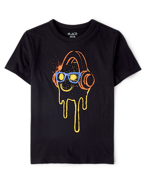Boys Melting Happy Face Graphic Tee