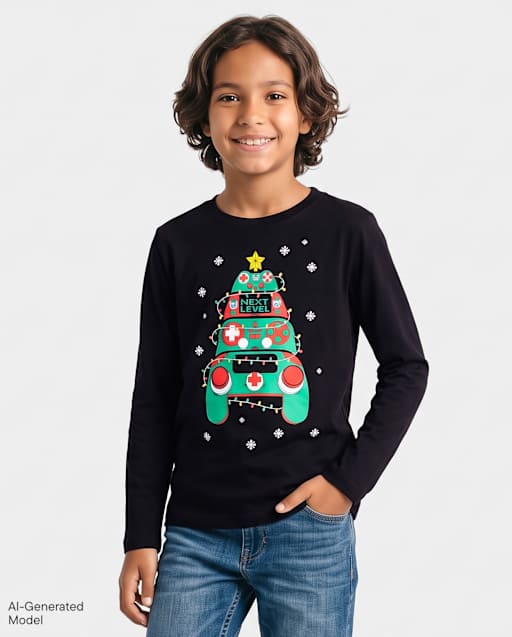 Boys Christmas Video Game Controllers Graphic Tee