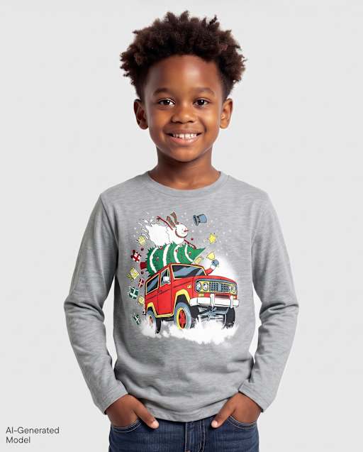 Boys Christmas Monster Truck Graphic Tee
