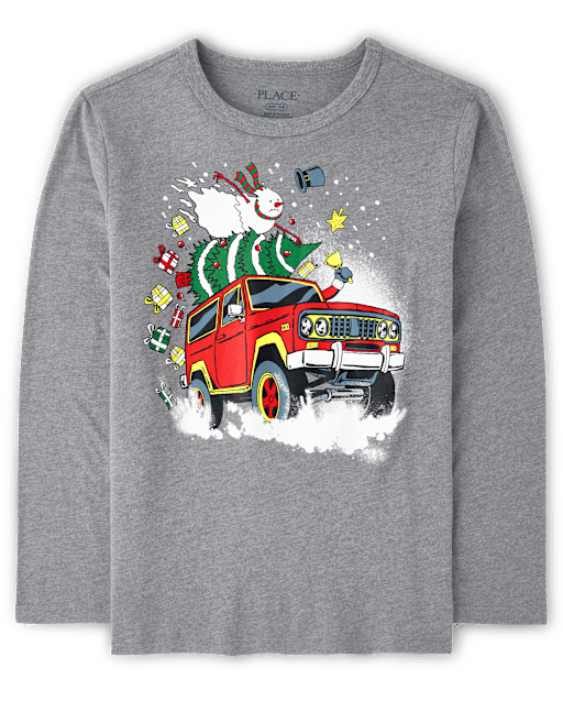 Boys Christmas Monster Truck Graphic Tee