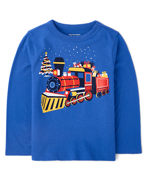 Baby And Toddler Boys Christmas Train Graphic Tee